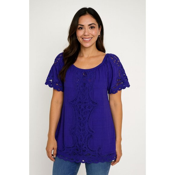 Free People Tops - Free People Purple Crochet Tunic Top XS Boho Chic Bohemian Romantic